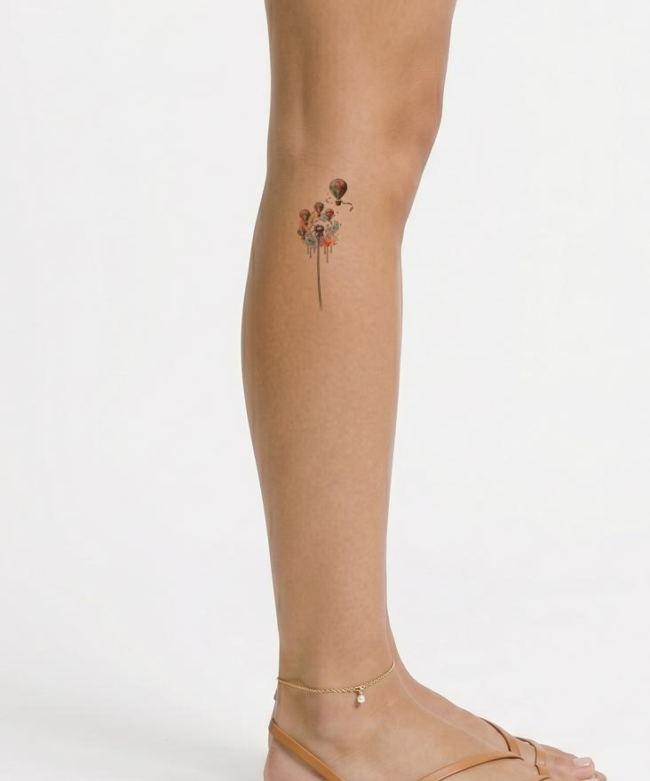 Dandelion Balloon Watercolor Tattoo Design