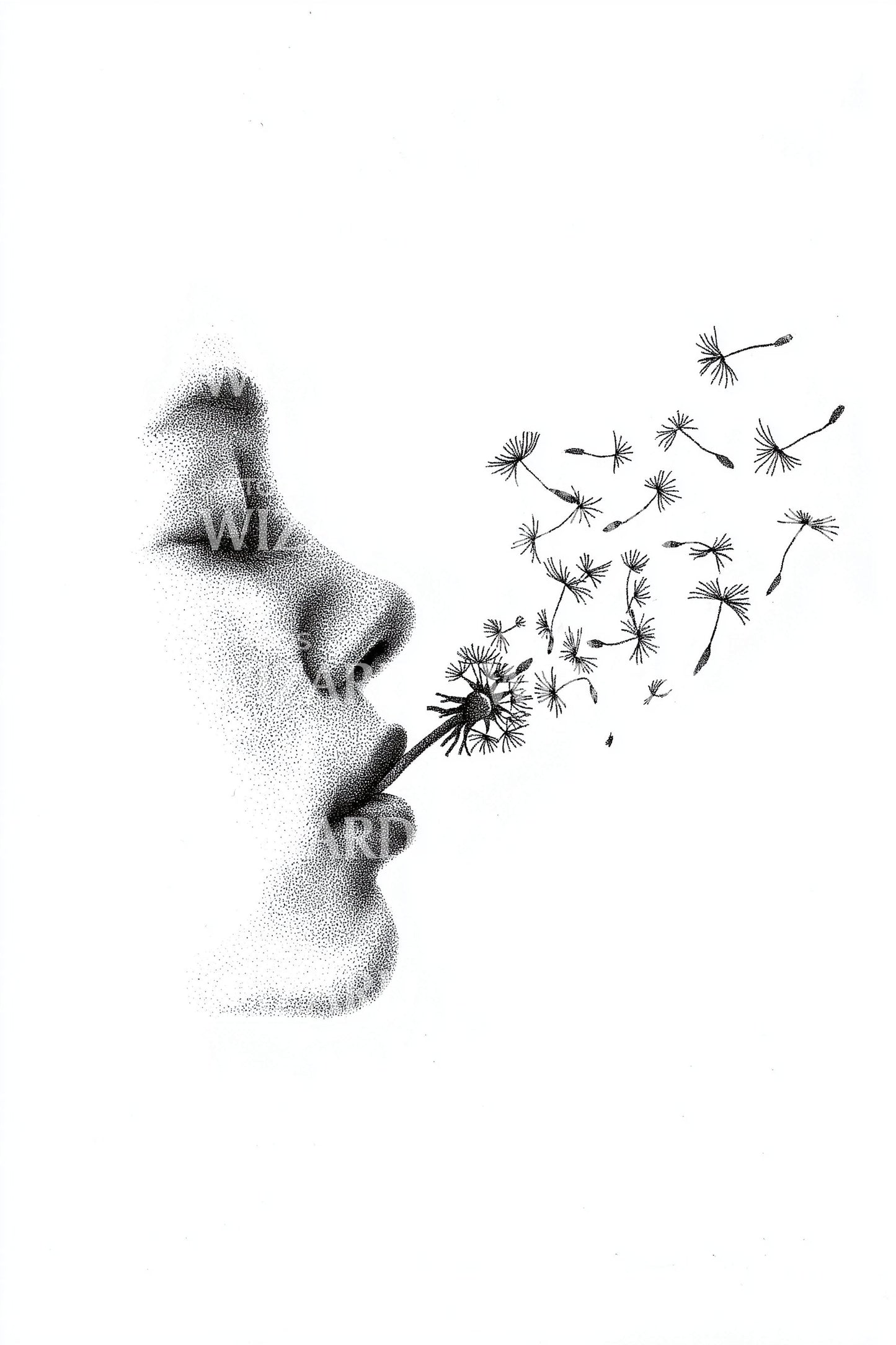 Dandelion Whisper Silhouette Tattoo Idea