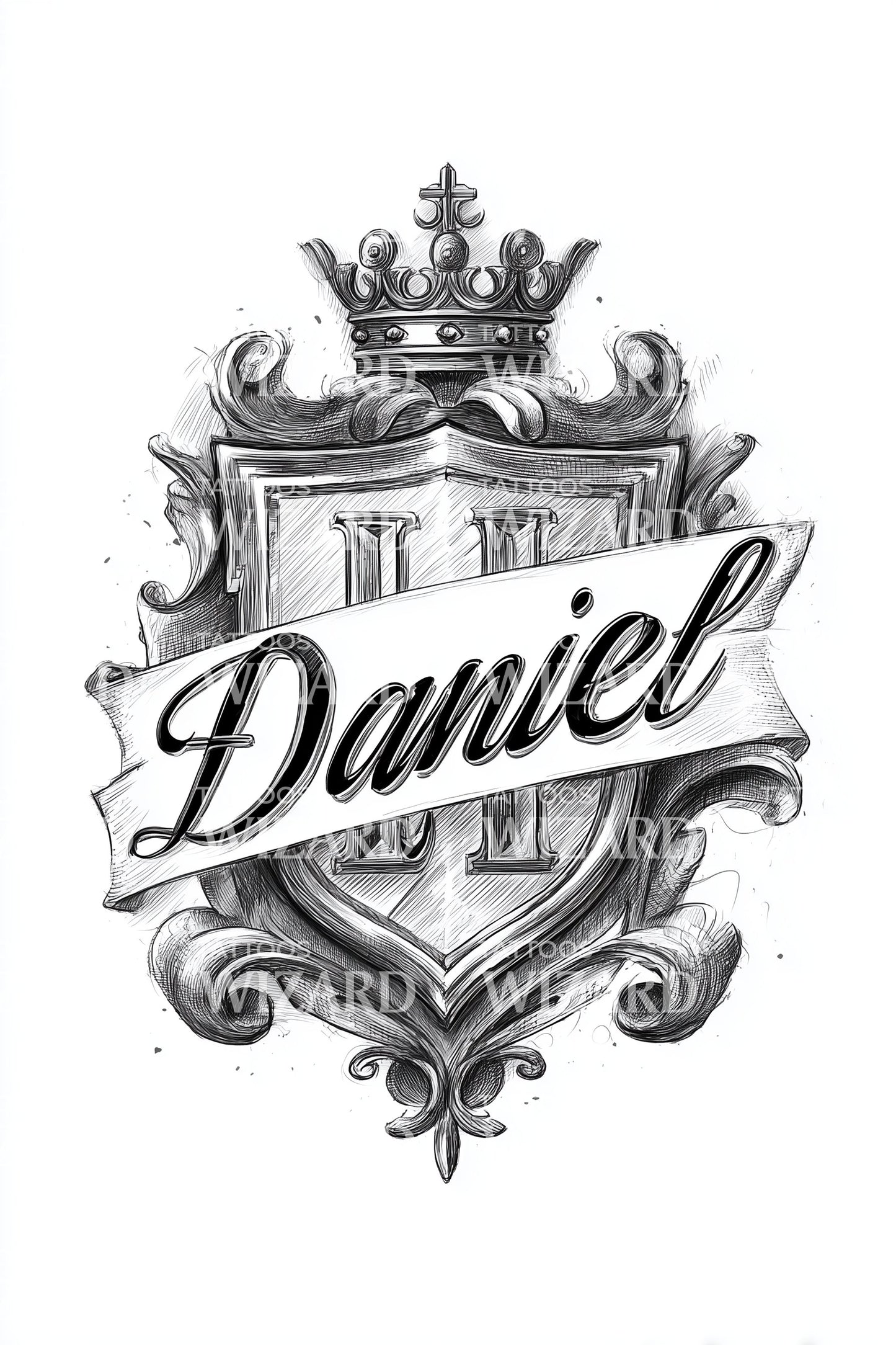 Daniel Regal Shield Tattoo Illustration