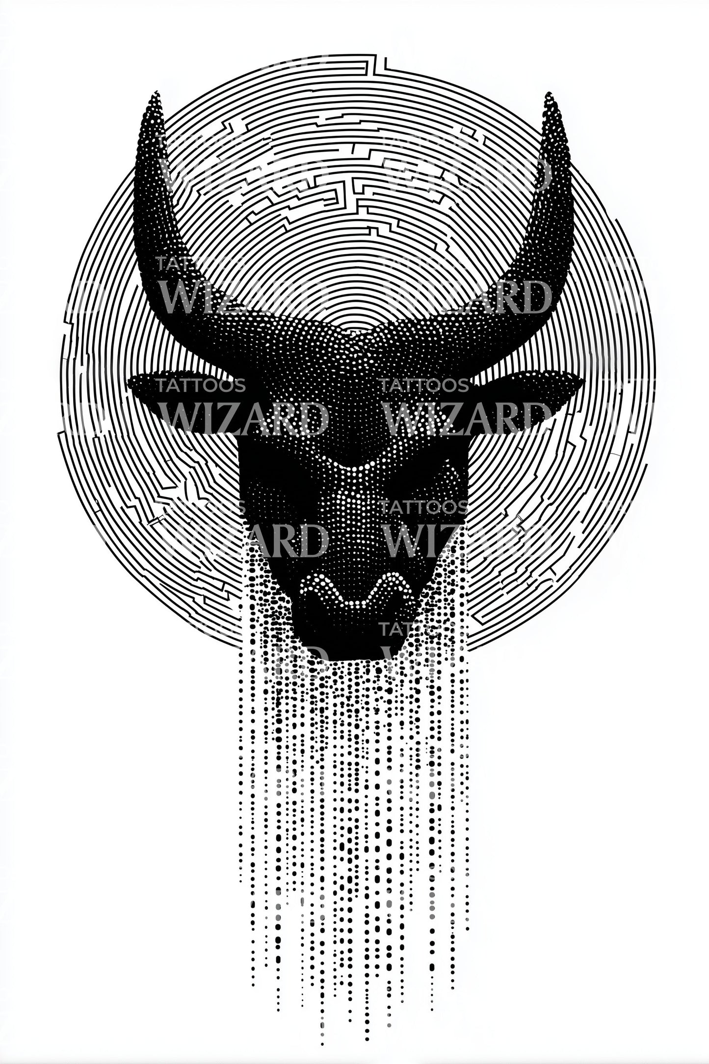 Illustrazione Tatuaggio Ritratto Toro Nero