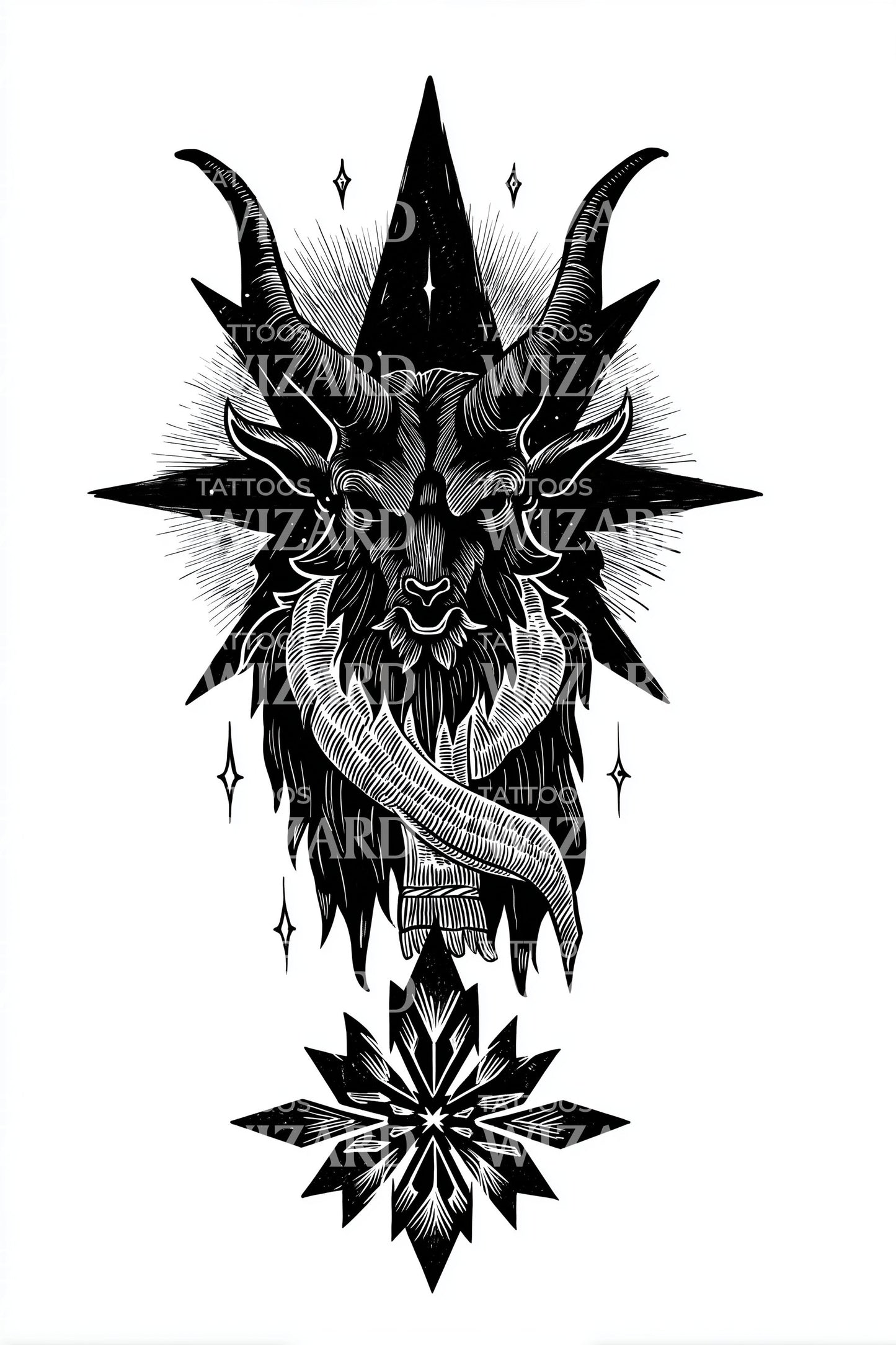 Dark Krampus Emblem Tattoo Design