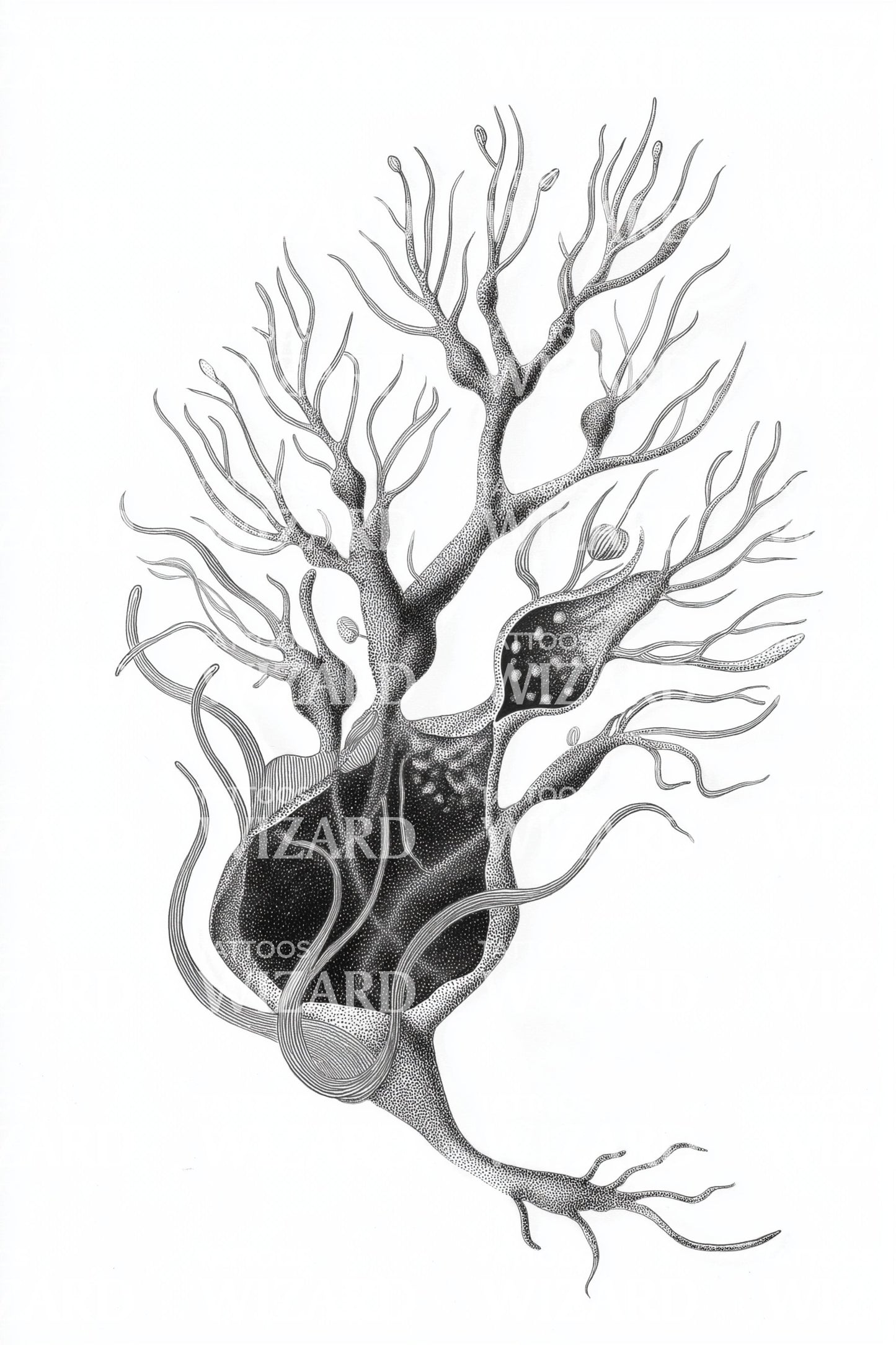 Dark Neuron Pod Tattoo Design
