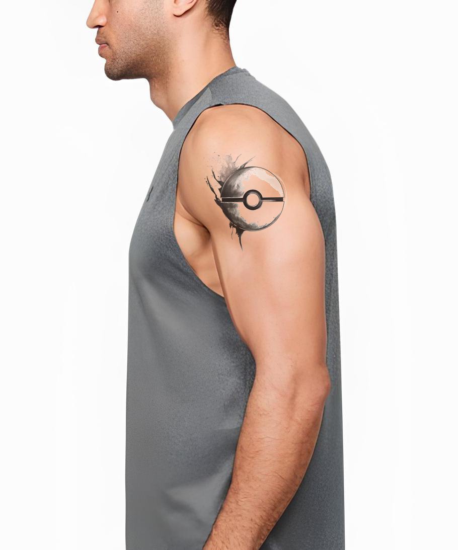Ide Tato Pokeball dengan Gaya Trash Polka