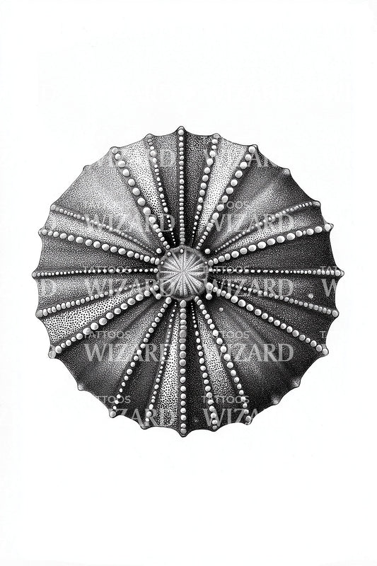 Dark Urchin Wheel Tattoo Illustration