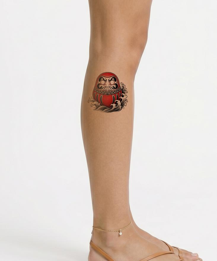 Návrh tetování s panenkou Daruma