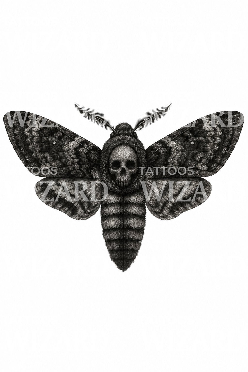 死亡头鹰蛾骷髅纹身设计– Tattoos Wizard Designs