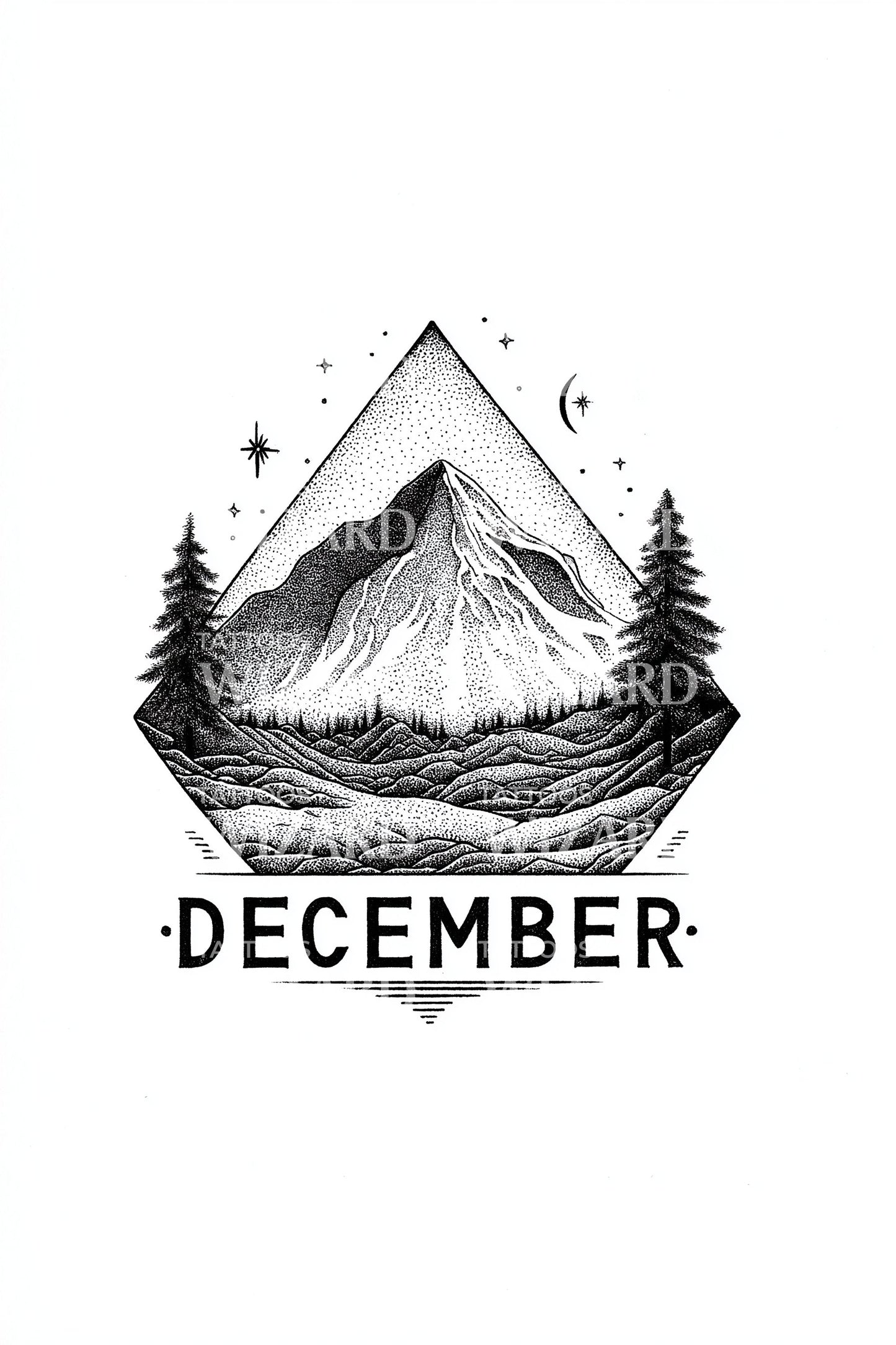 December Snowman Holiday Script Tattoo Design