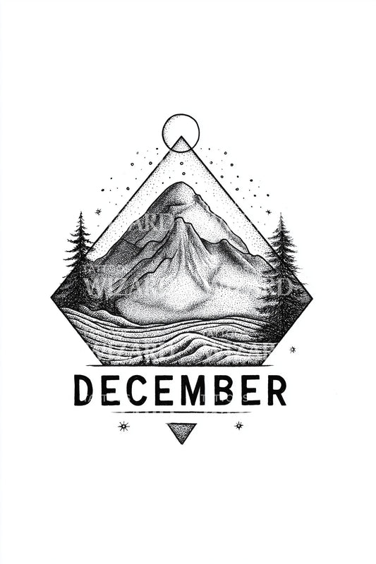 December Triangle Peak Badge Tattoo Design