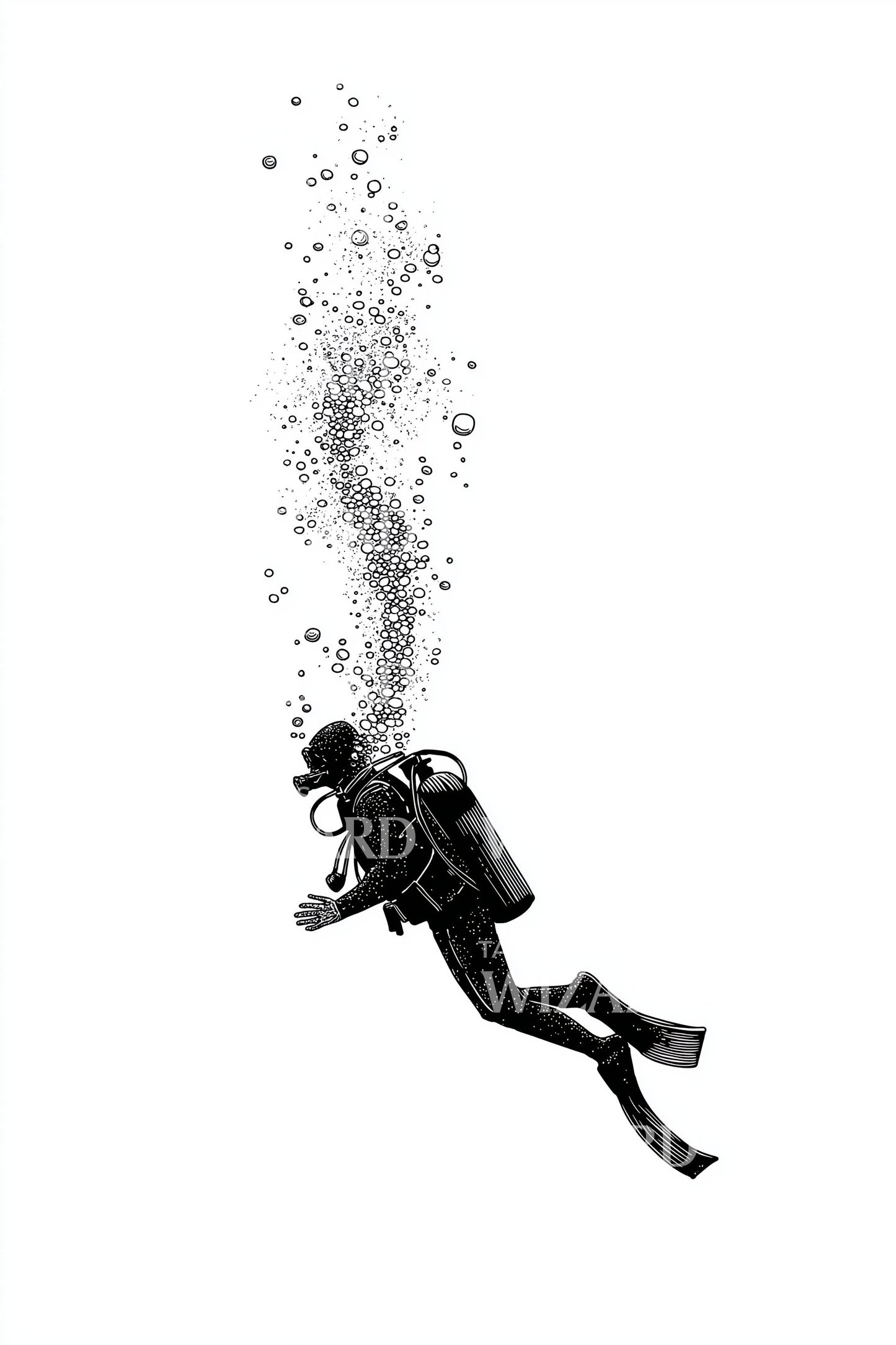 Deep Sea Diver Tattoo Illustration