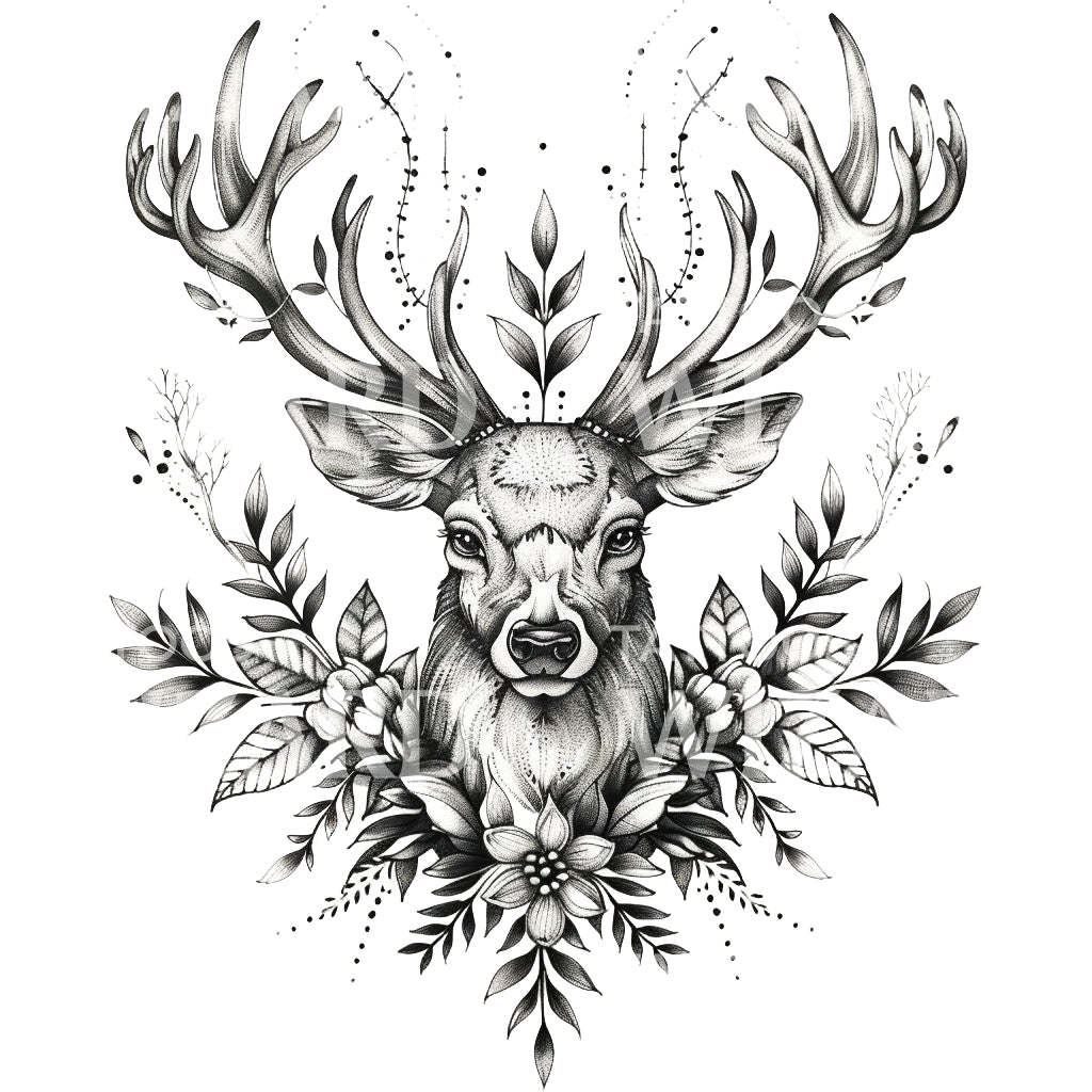 Feminine Deer with Floral Magic
