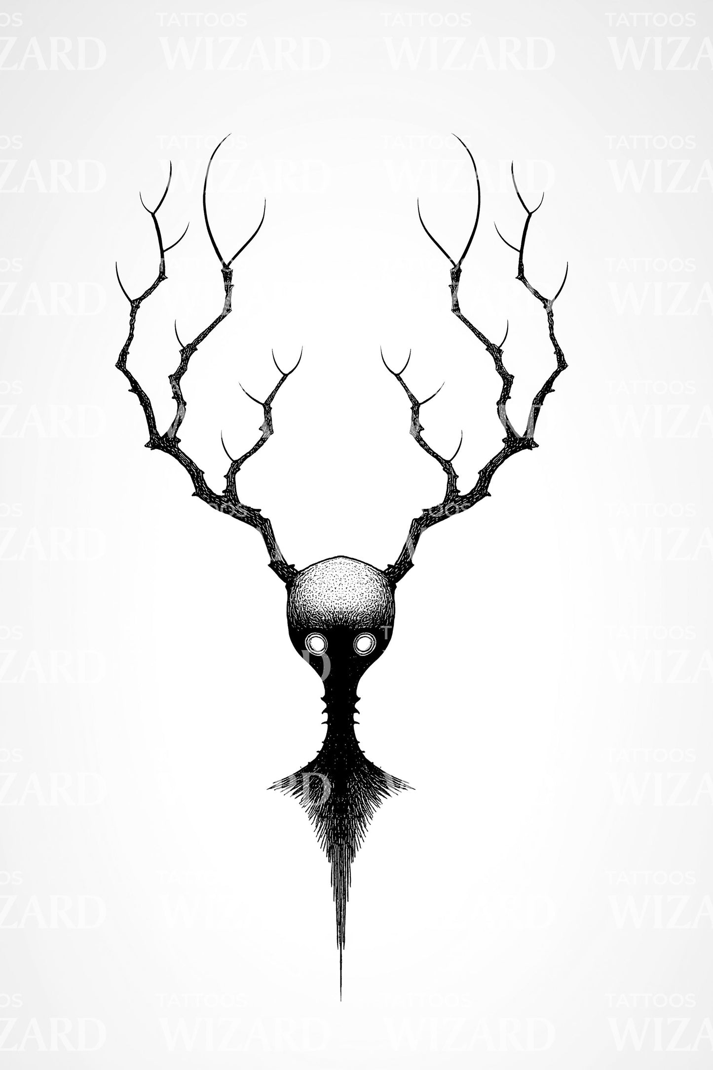 Deer Skull Antlers Tattoo Design