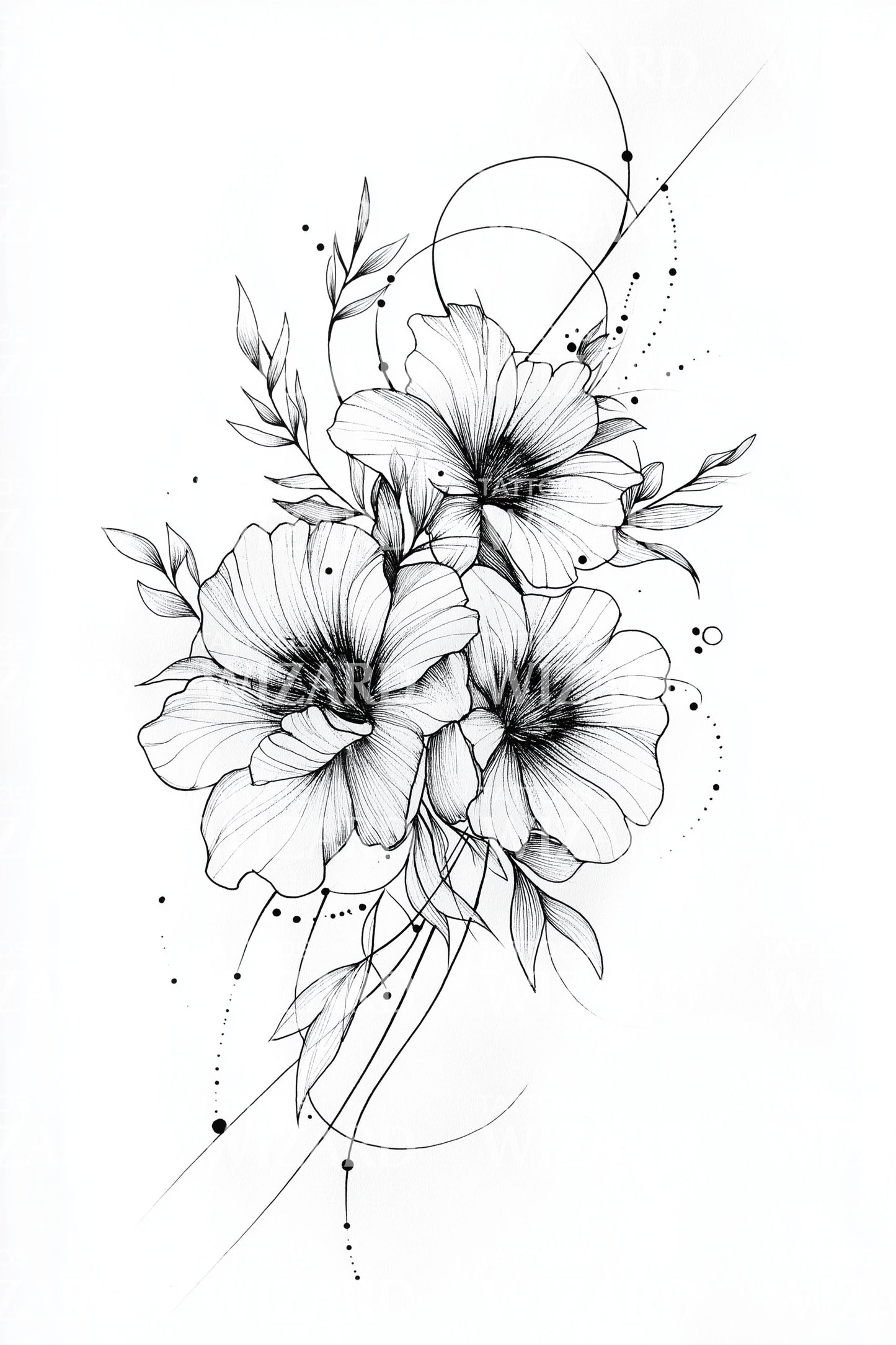 Illustration de tatouage esquisse de fleur délicate