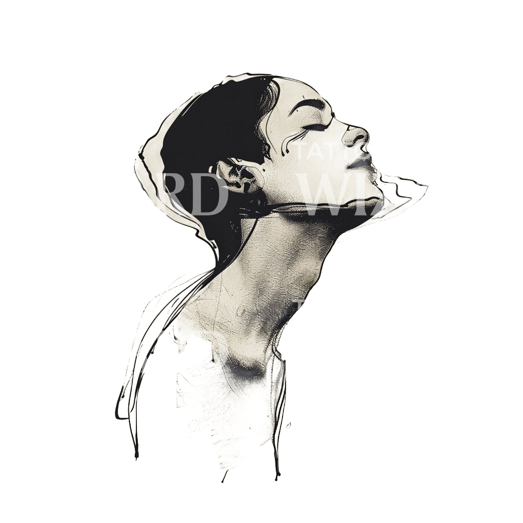 Delicate Depression Portrait Tattoo Design