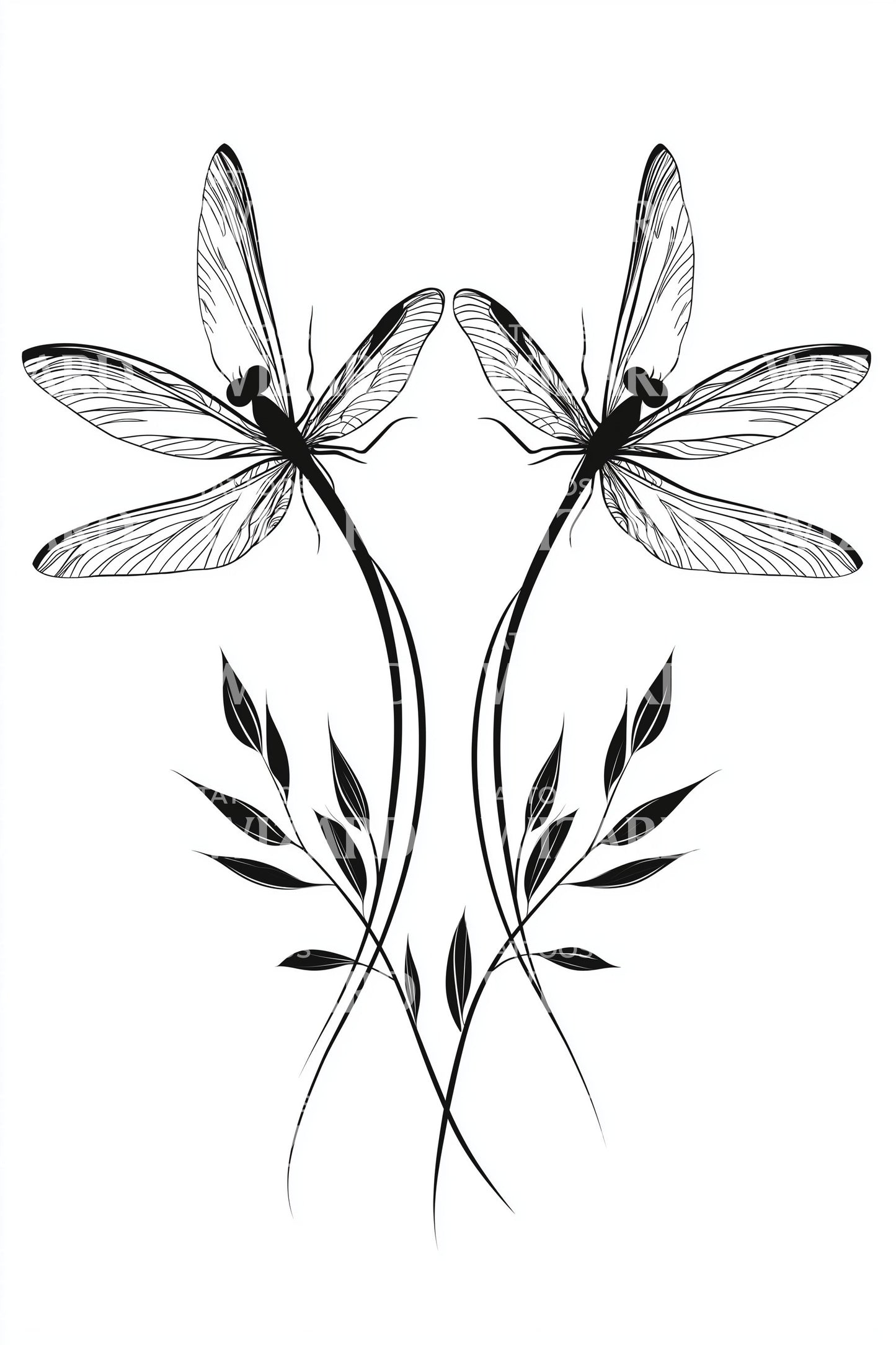 Delicate Dragonfly Pair Tattoo Design