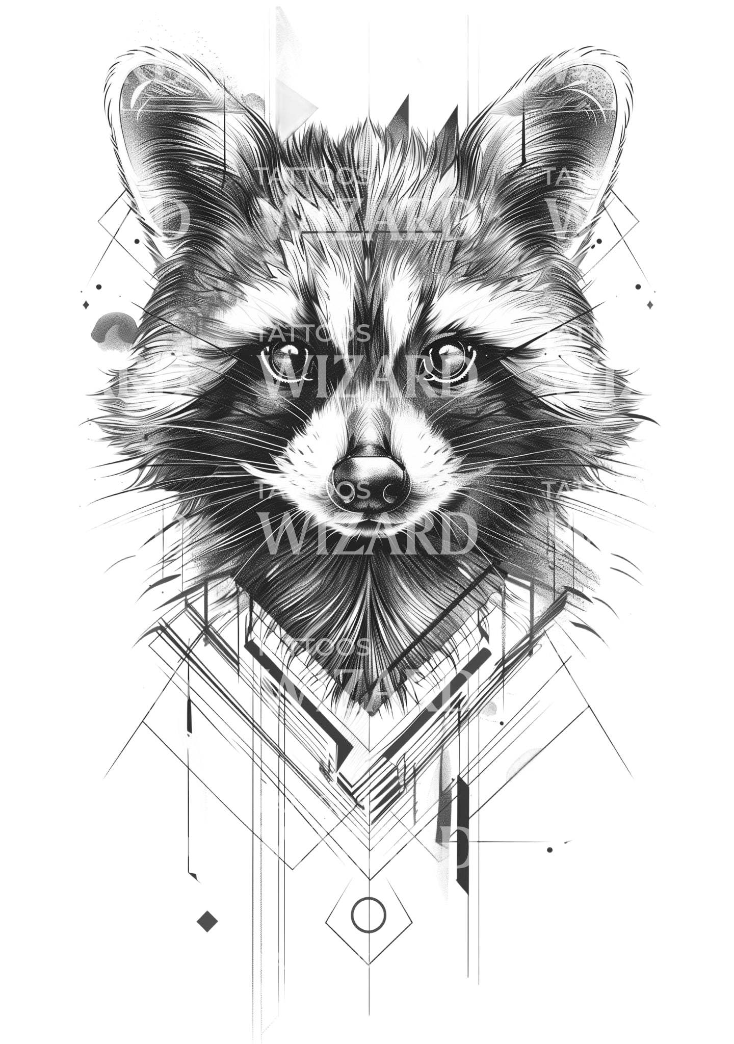 Delicate Raccoon Tattoo Design