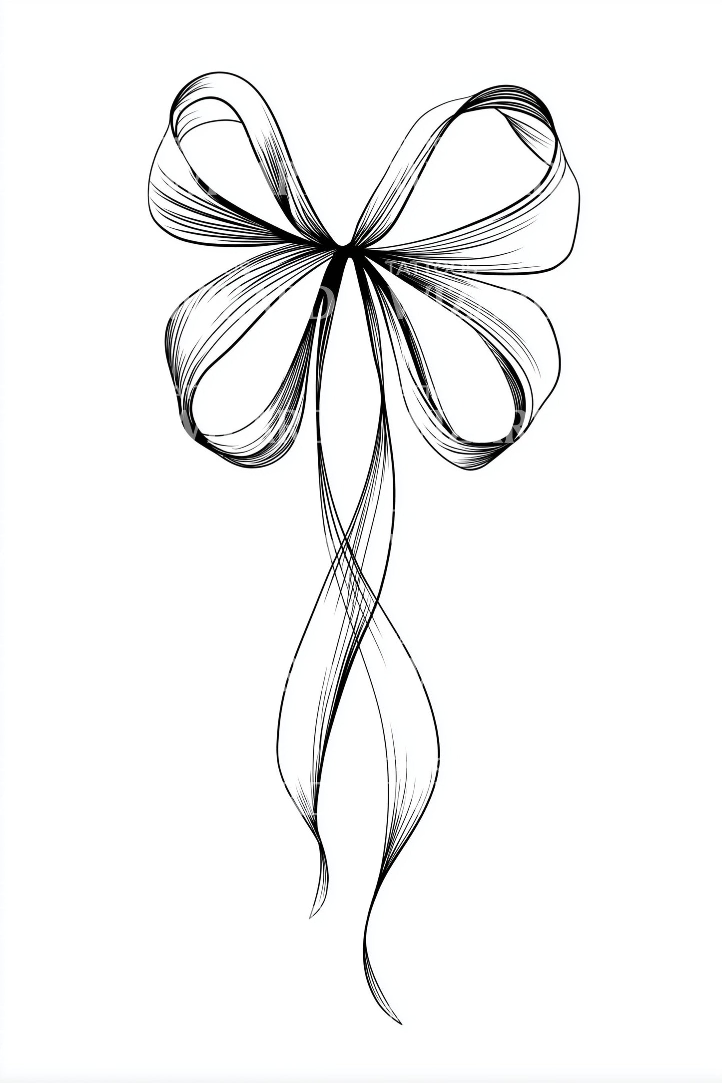 Delicate Ribbon Bow Tattoo Illustration
