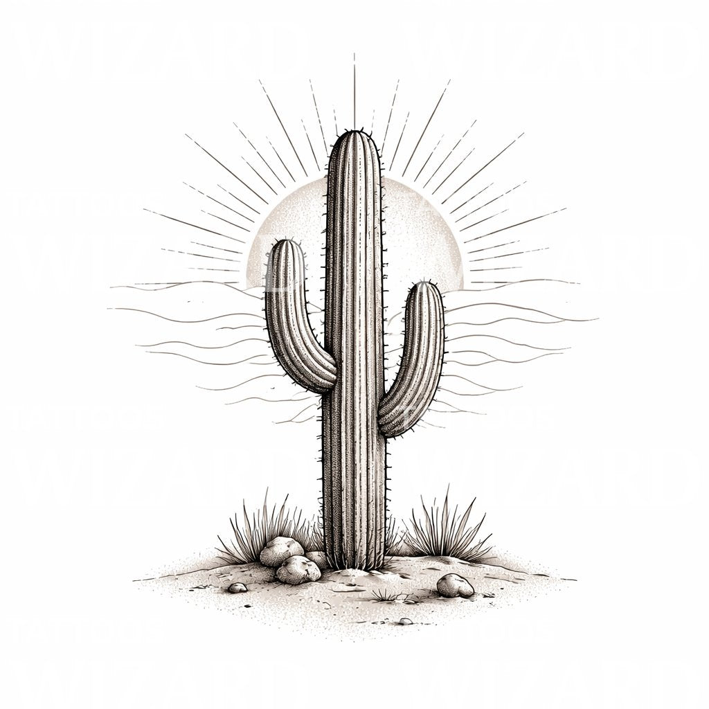 Desert Saguaro Cactus Tattoo Design – Tattoos Wizard Designs