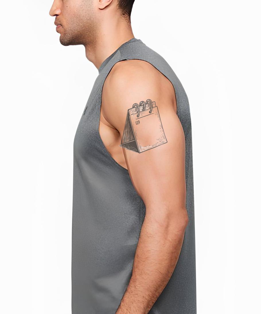 Minimal Desk Calendar Tattoo Design