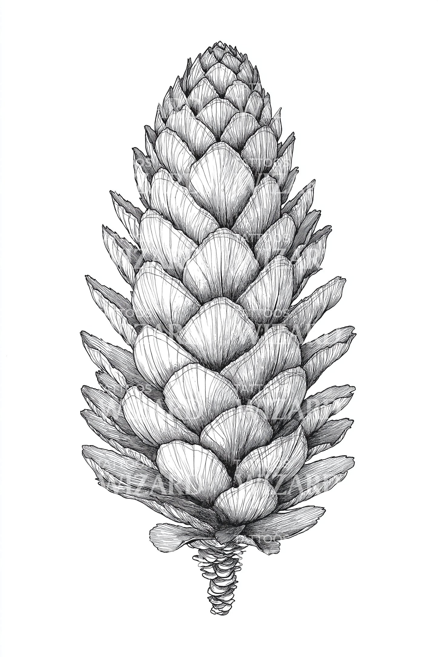 Detailed Pinecone Study Tattoo Design