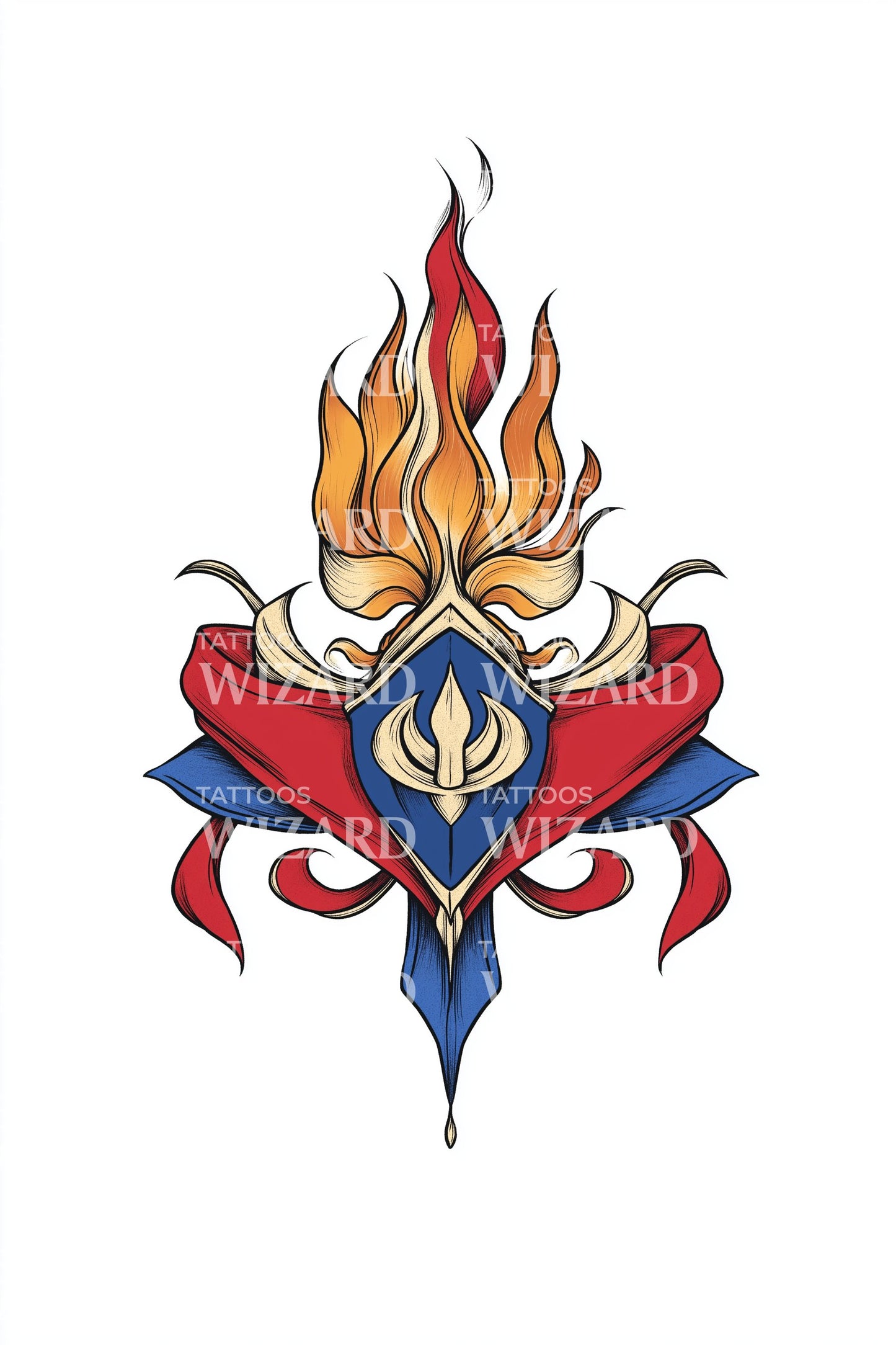 Design de tatouage emblème flamme diamant