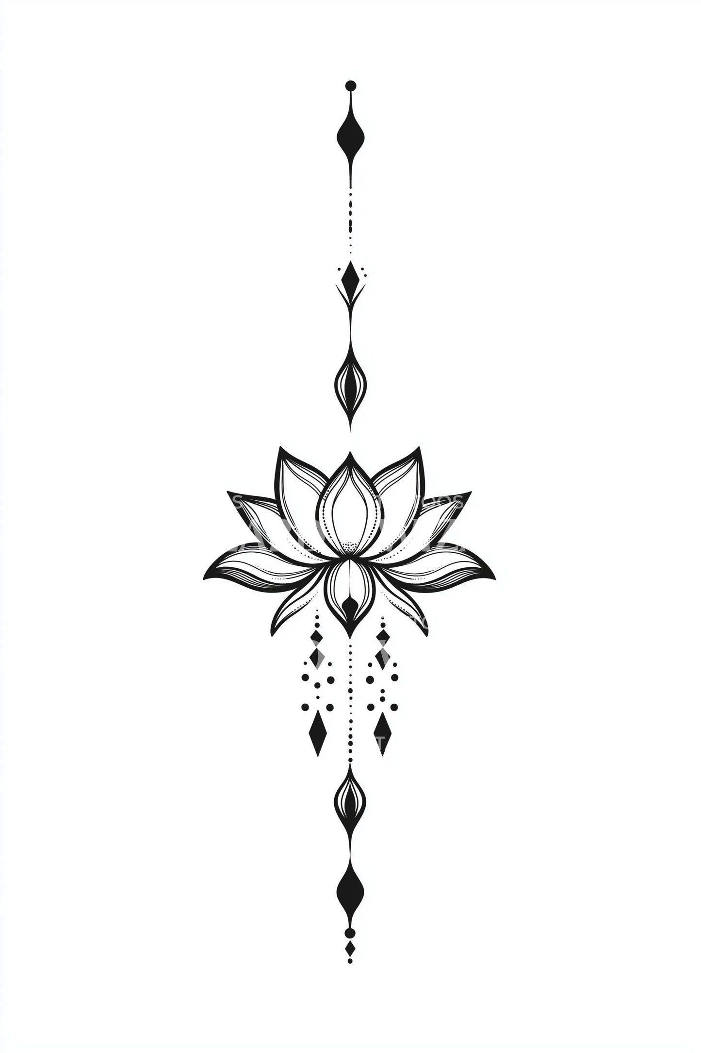 Diamanten Lotus Uitlijning Tatoeage Ontwerp