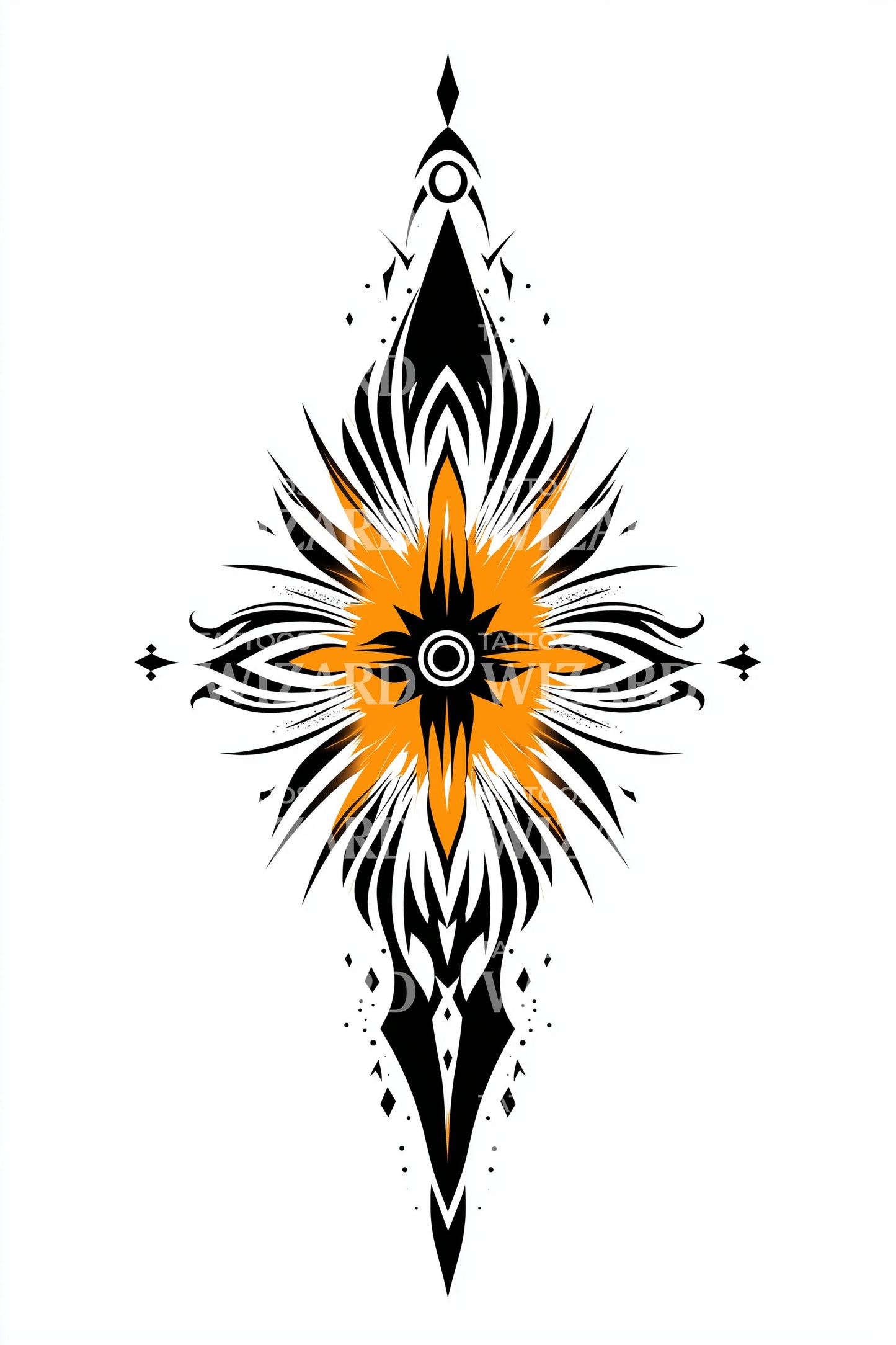 Design de tatouage pétale éclat de soleil diamant