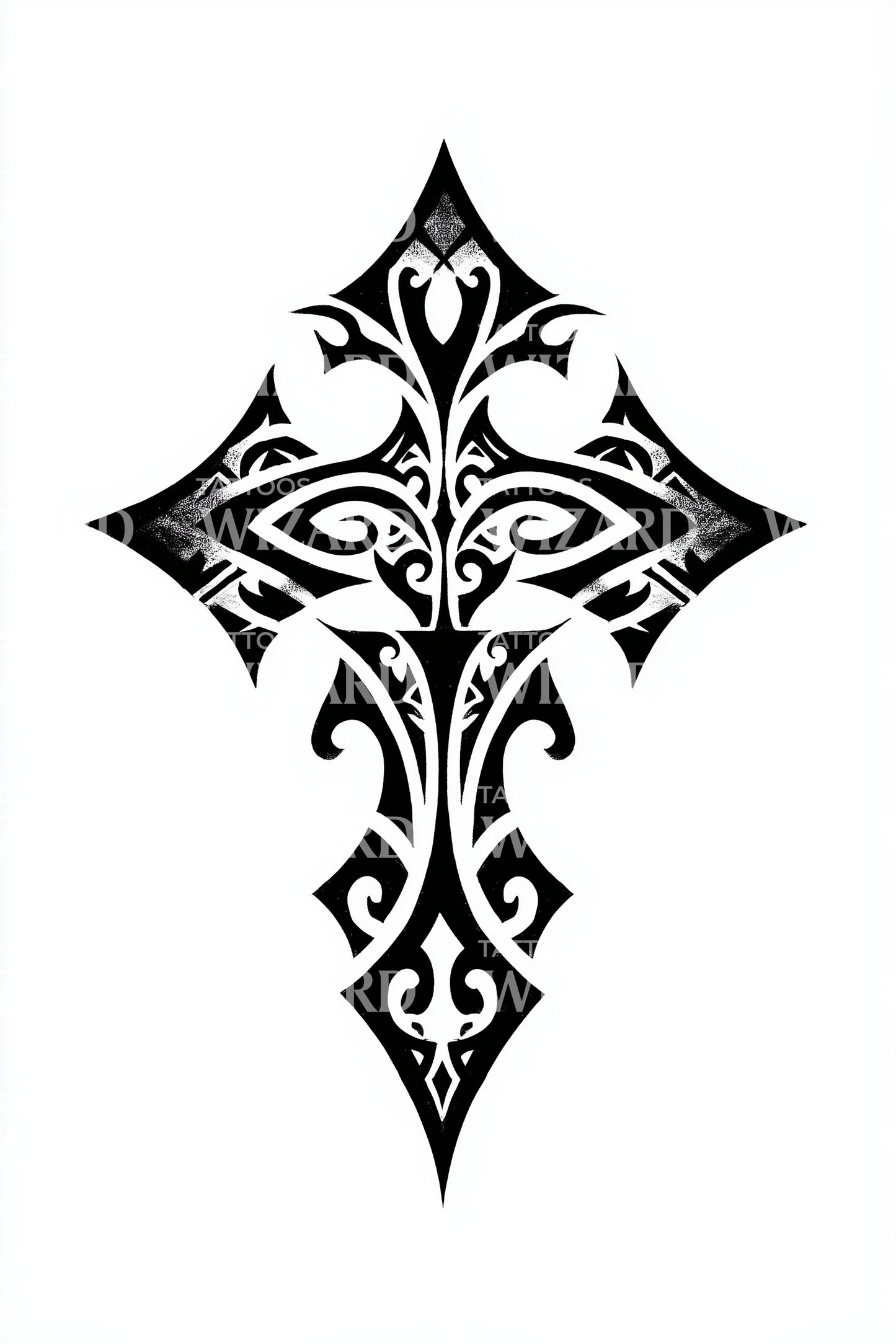 Diamond Tip Tribal Cross Tattoo Design