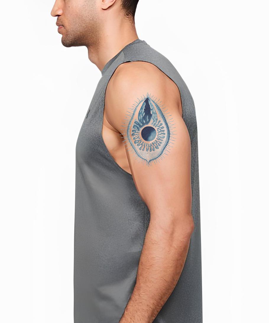 Blue Diatom Eye Tattoo Design