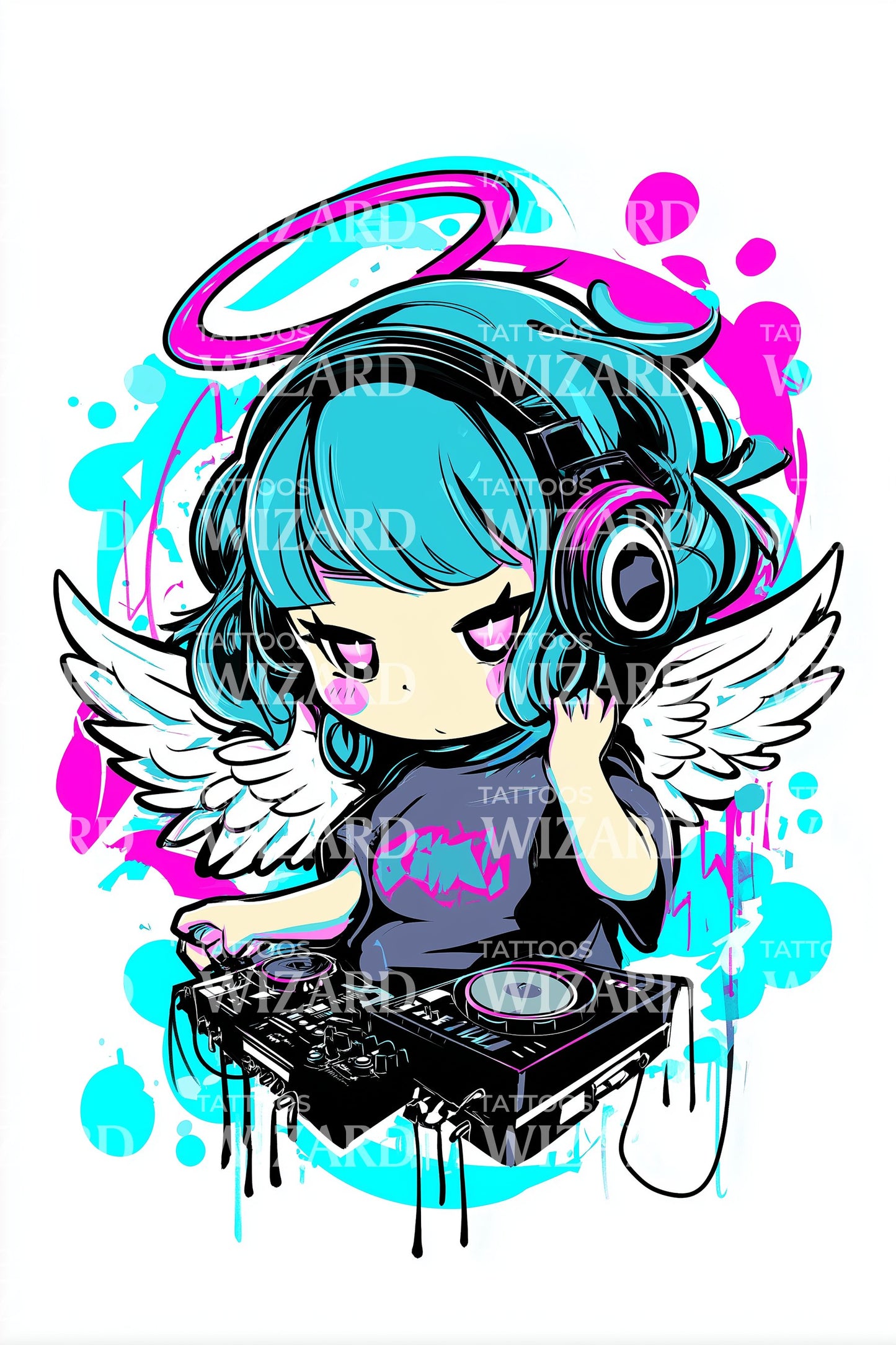 DJ ハロー エンジェル タトゥー イラストレーション