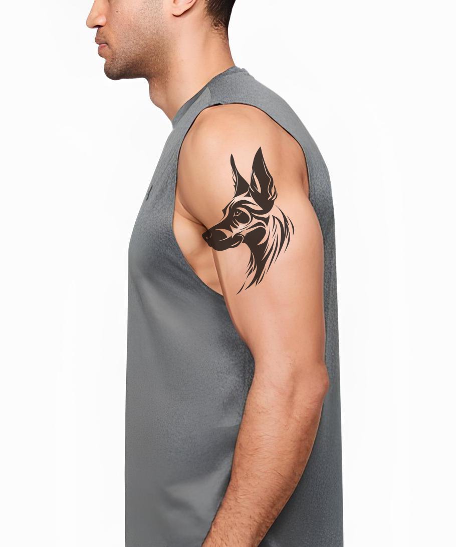 Doberman Profile Tribal Tattoo Idea