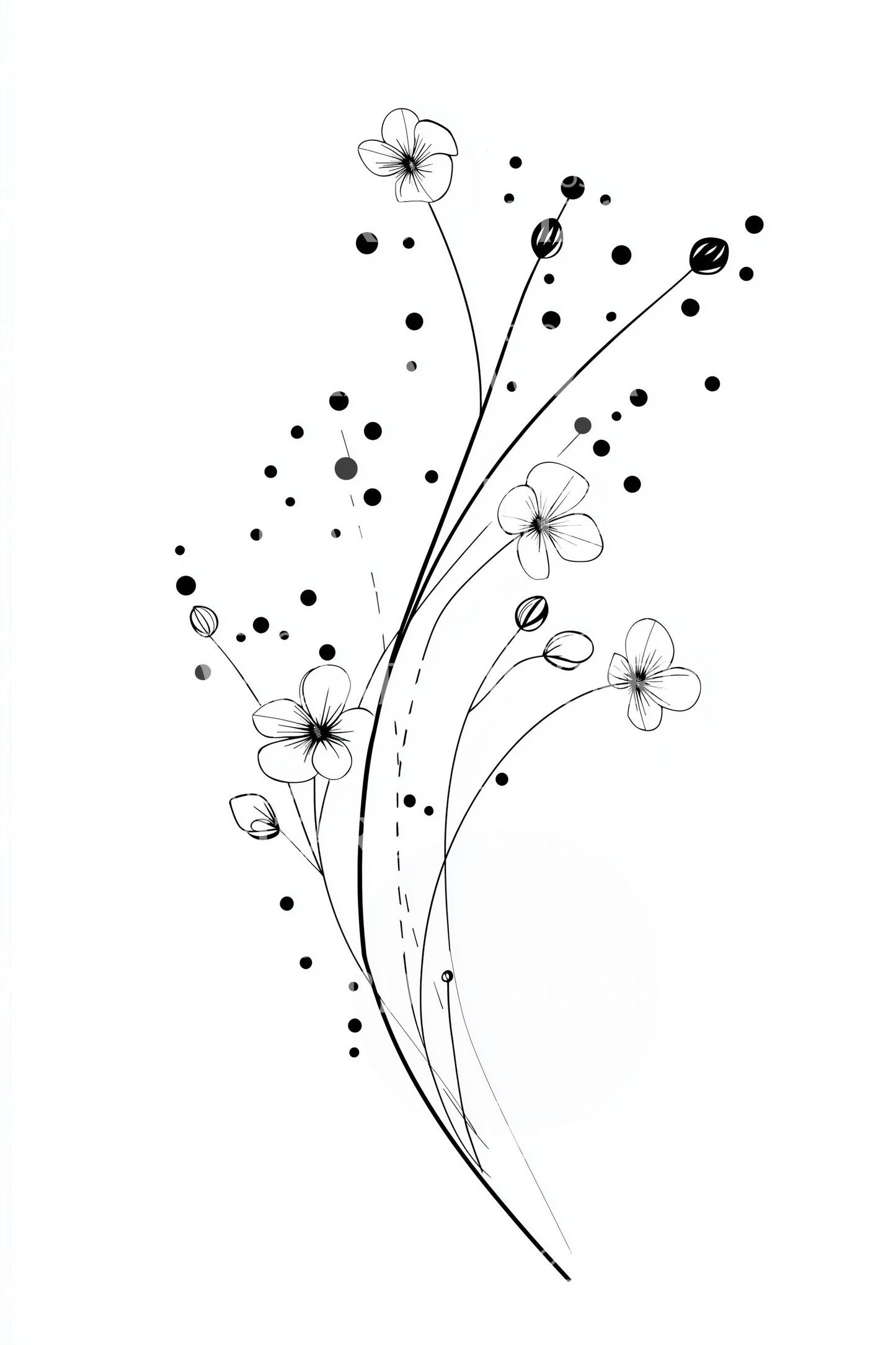 Design Tatuaggio Ruscello di Fiori a Punti