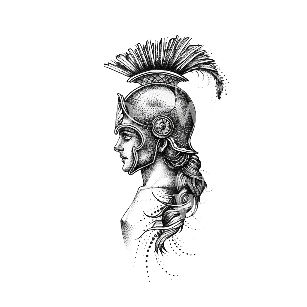 Dotwork Athena Tattoo Design