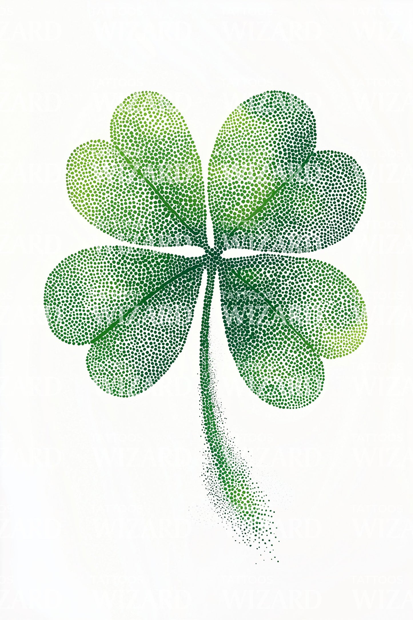 Dotwork Four Leaf Clover Tattoo Design