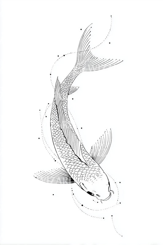 Dotwork Koi Fisch Tattoo Design