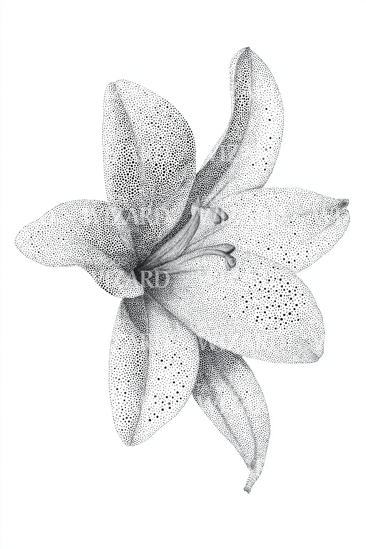 点描百合花纹身设计