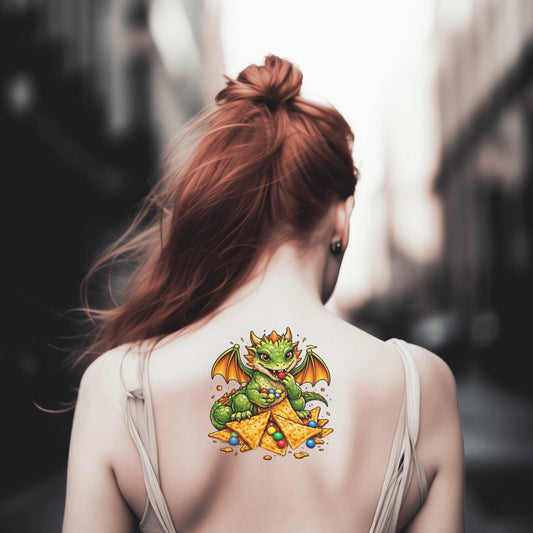 Snacktime Dragon Tattoo Illustration