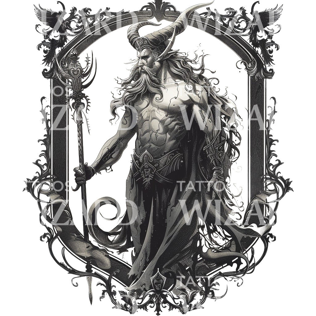 Dreadful Hades God Tattoo Design