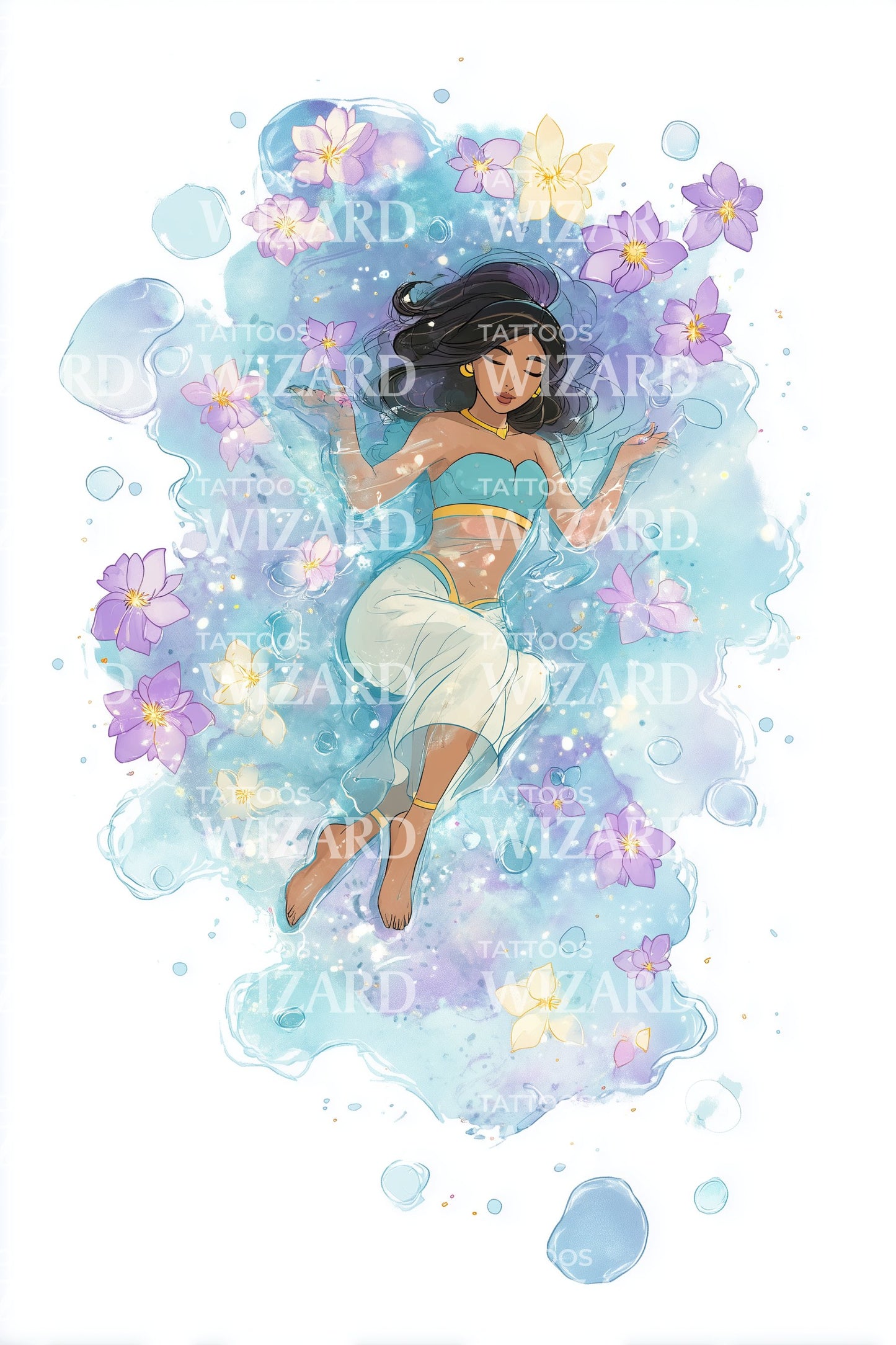 梦幻云女孩纹身插图