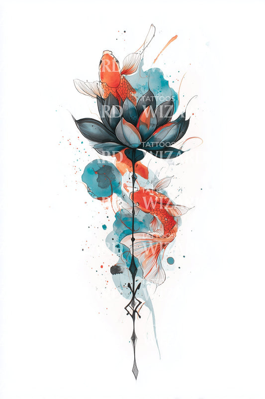 Design Tatuaggio Cascata Fioritura Gocciolante