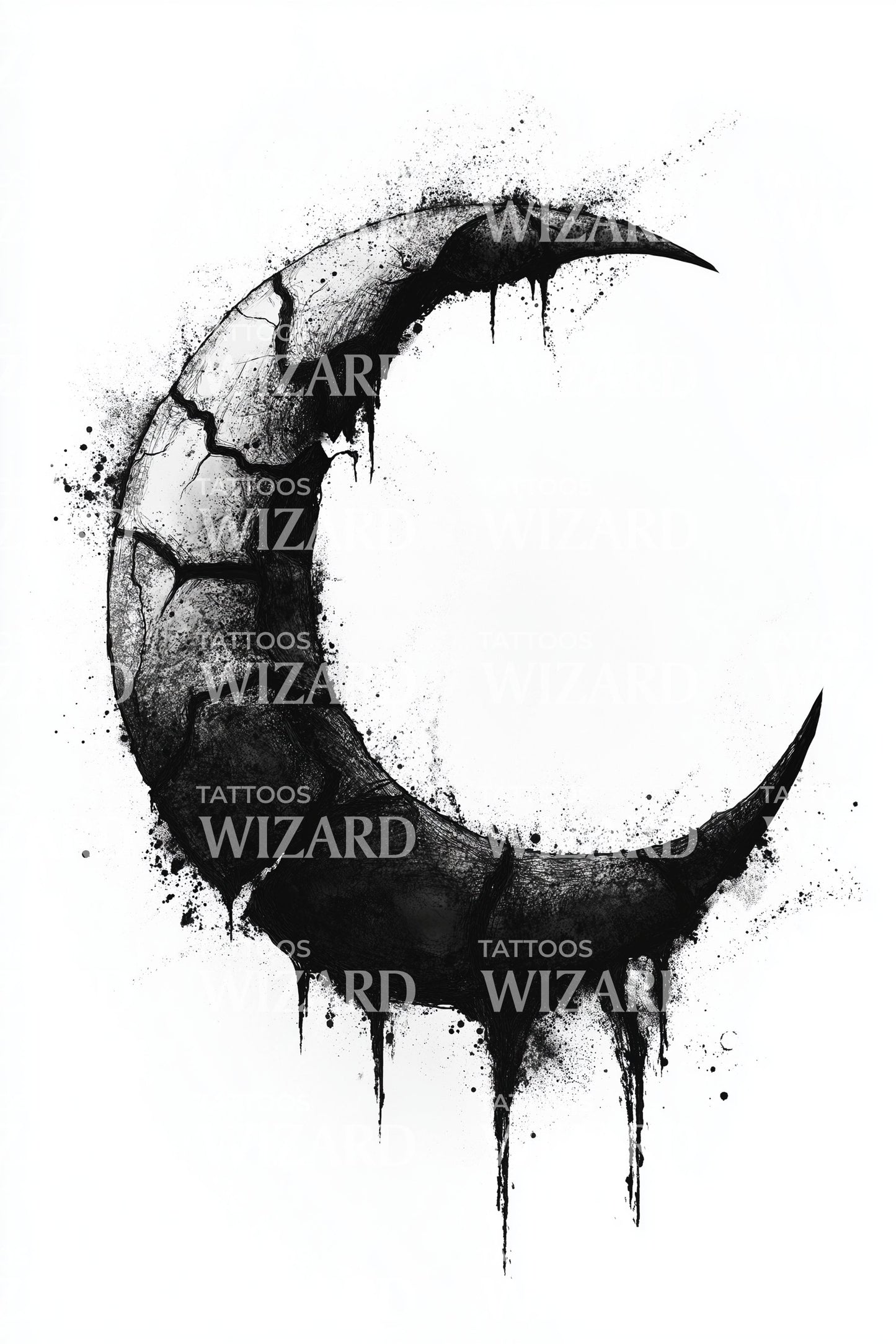 Dripping Crescent Moon Tattoo Idea