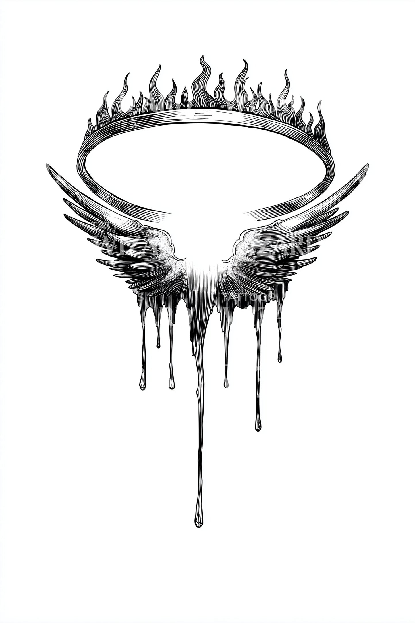 Dripping Halo Crown Tattoo Design