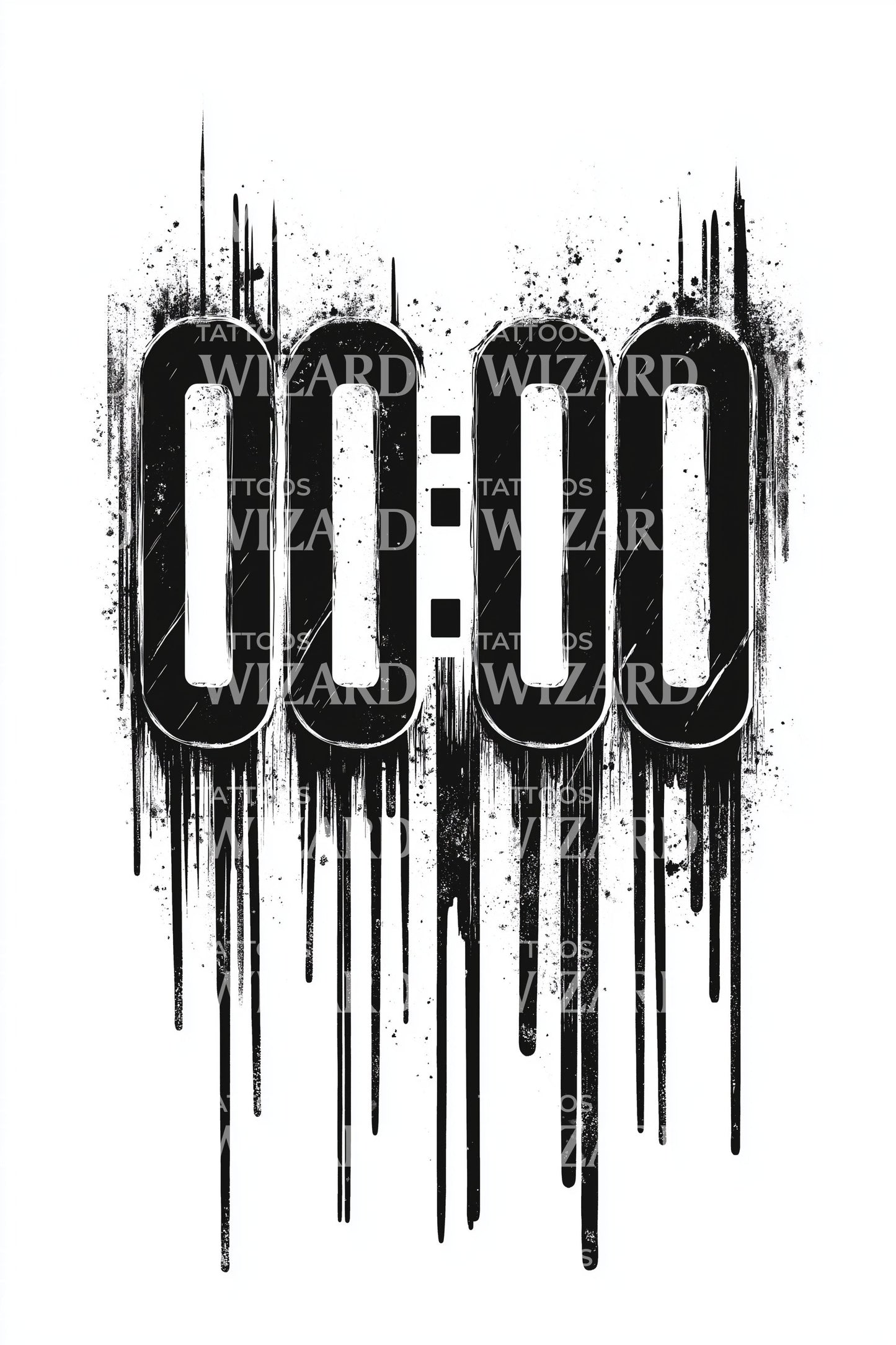 Dripping Midnight Timer Tattoo Design