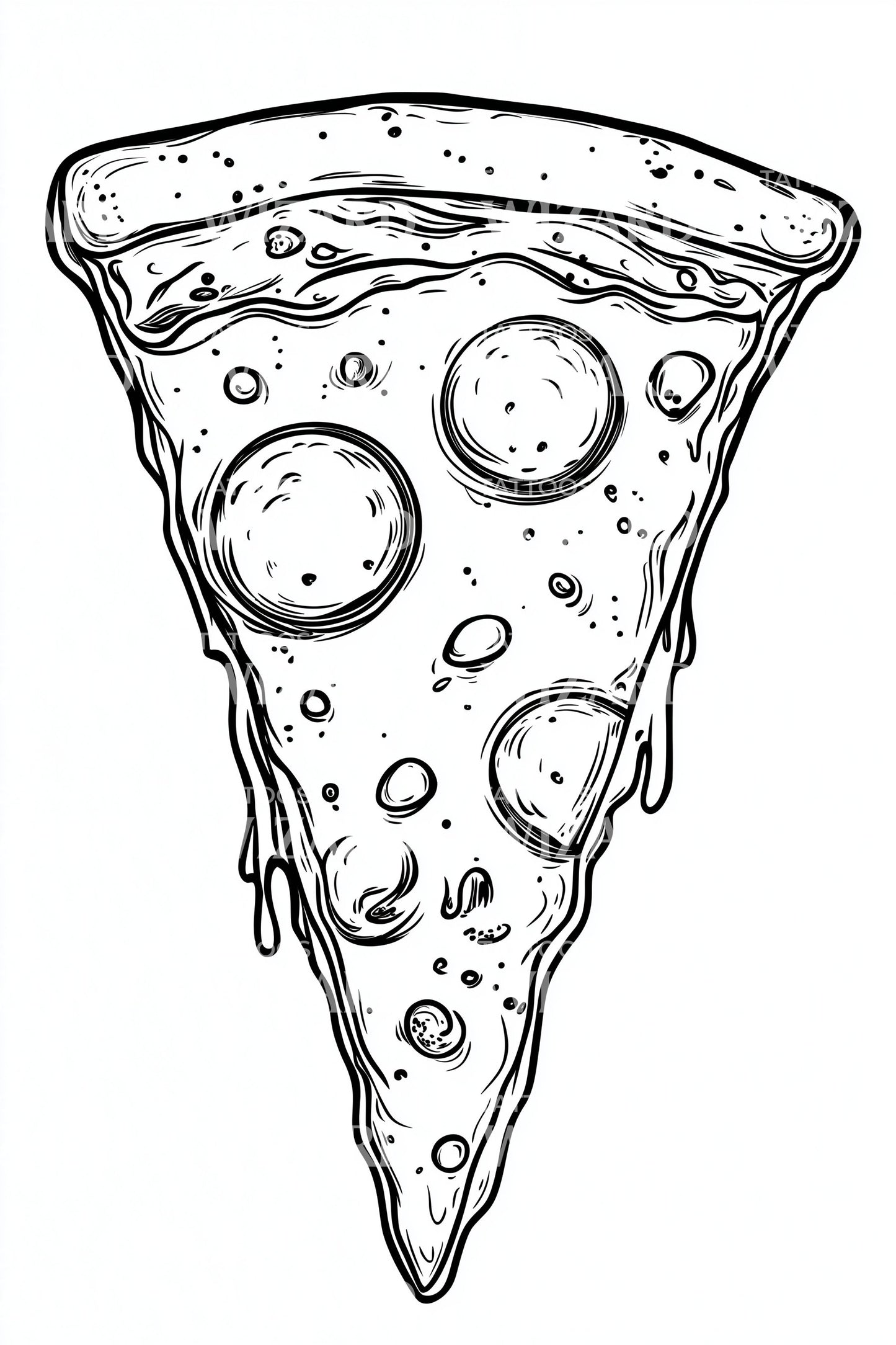 Design Tatuaggio Fetta di Pizza Gocciolante