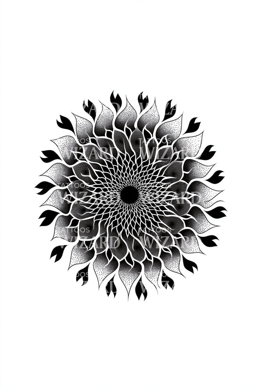 Illustration de tatouage Mandala Pétale de lumière du crépuscule
