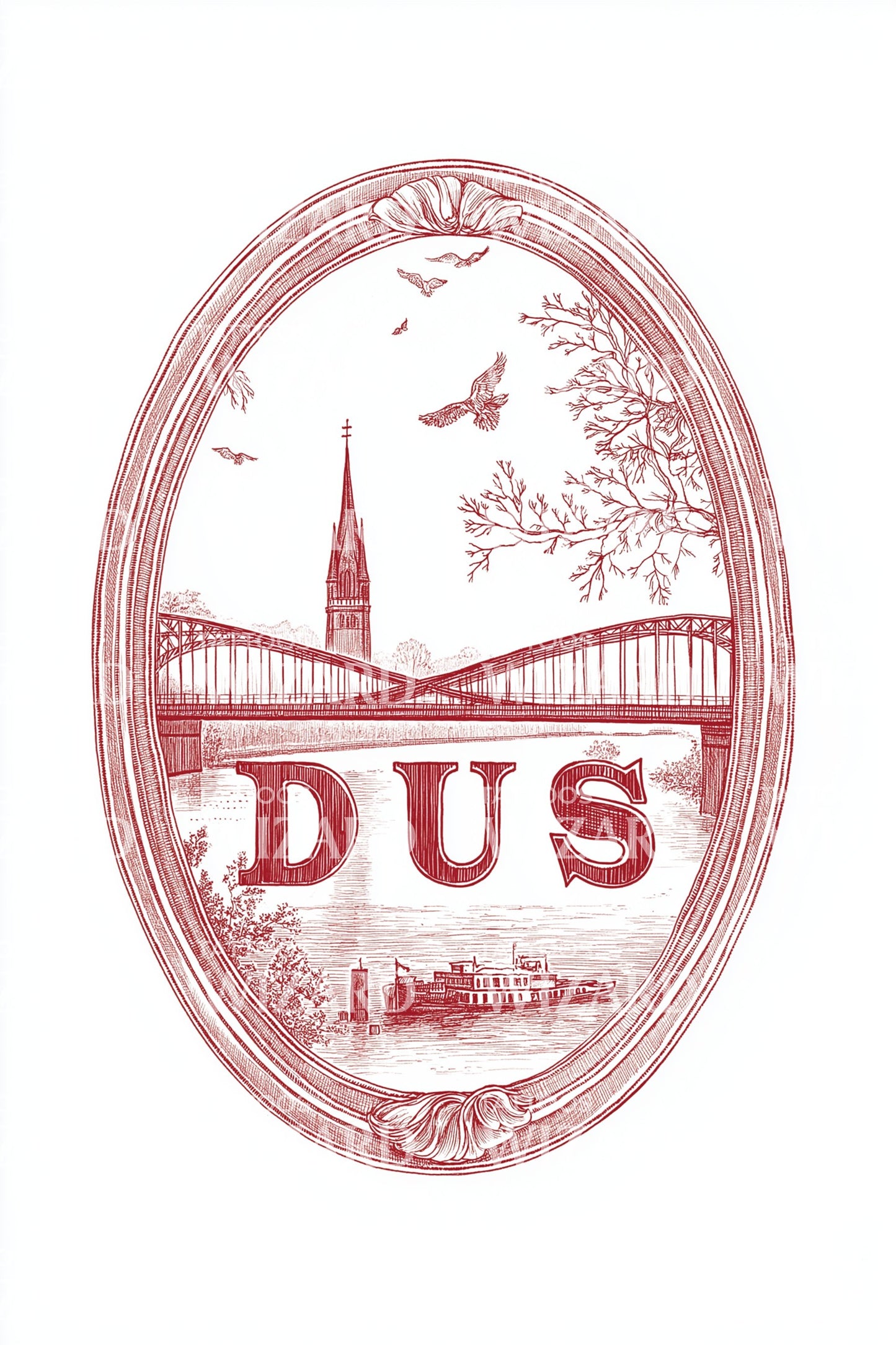 Düsseldorf Vintage Bridge Tattoo Idea