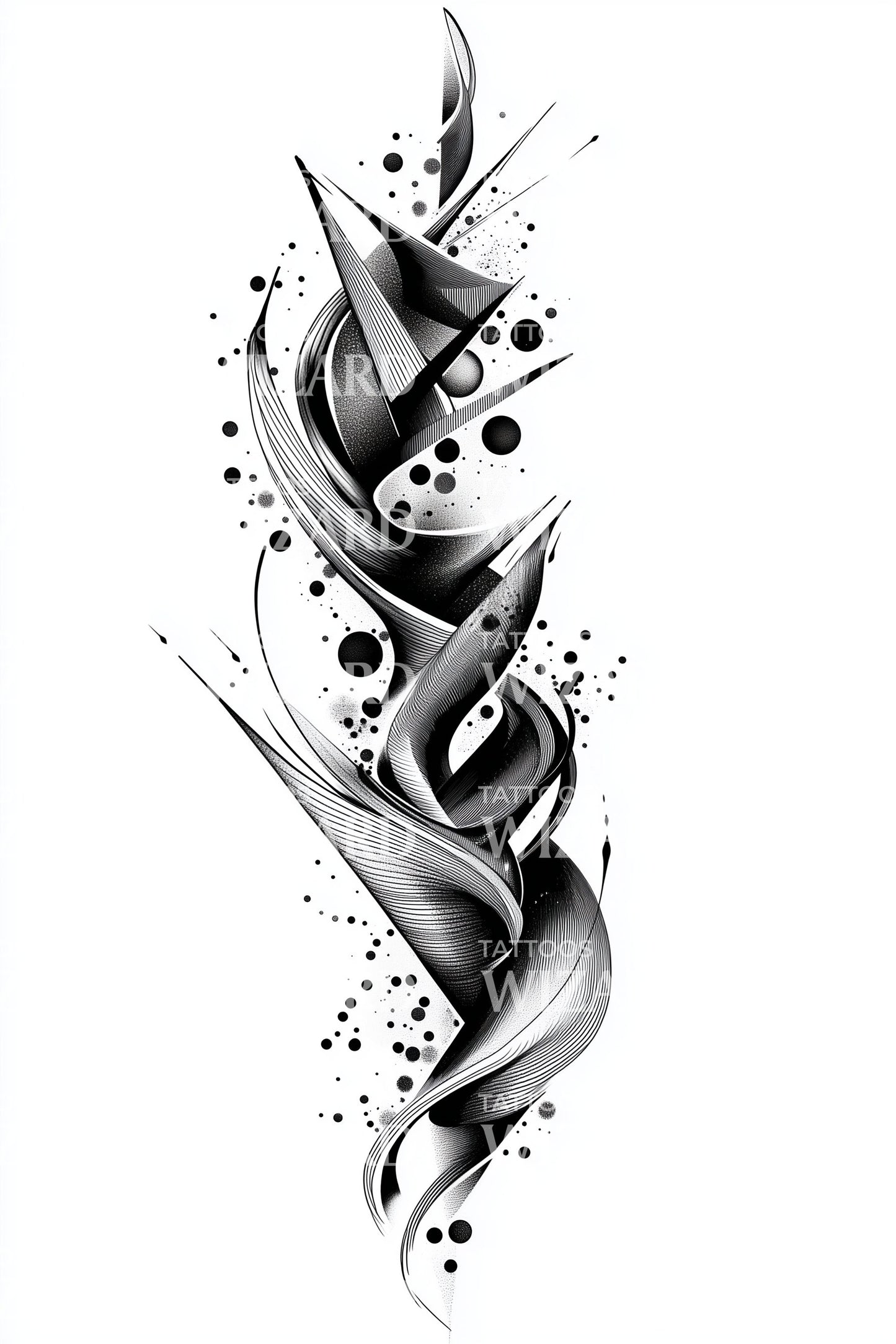 Dynamisk bånd splash tatoveringsdesign