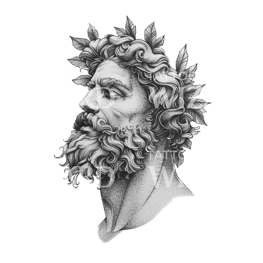 Dyonisus Statue Tattoo Design