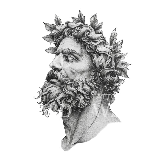 Dyonisus Statue Tattoo Design
