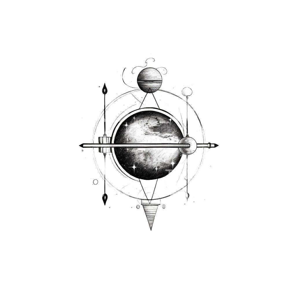 Astronomy Dotwork Tattoo Design
