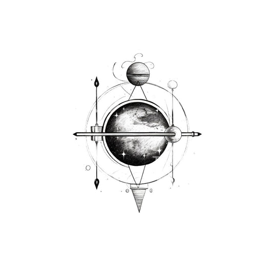 Astronomy Dotwork Tattoo Design